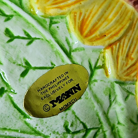 Vintage Seymour Mann Sunflower Teapot Hand Painted Faience Yellow Green Ceramic - Picture 8 of 10